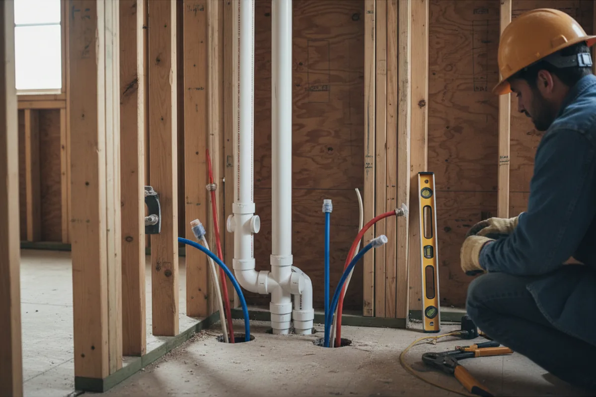 Drain and supply rough-in during Sump Pump Repair in Miles