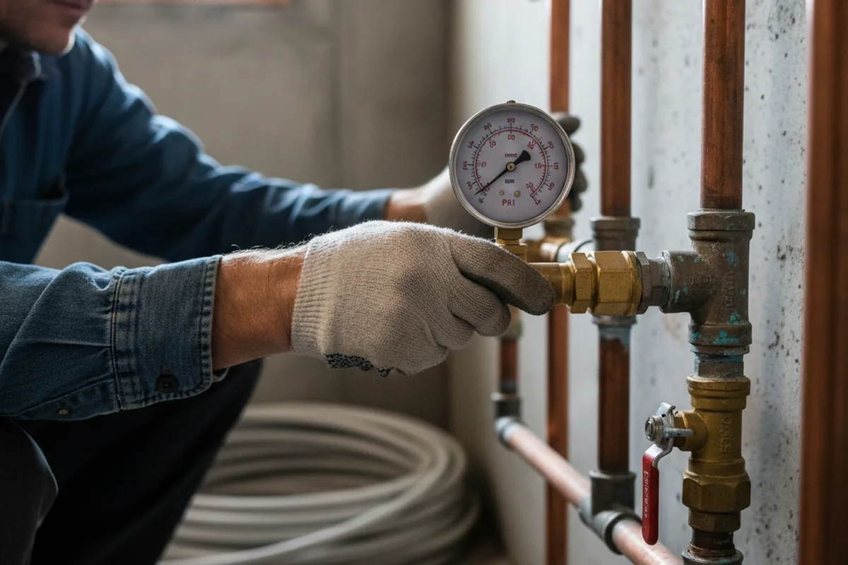 Pressure testing a repaired line during Water Line Repair in Miles